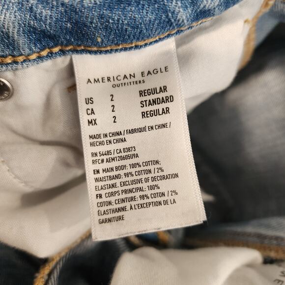 American Eagle Comfort Straight Waistband Mom Jean Distressed 2R - Picture 8 of 9